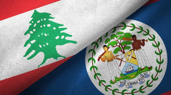 Libanon und belize zwei flaggen textilstoff, textur — Stockfoto