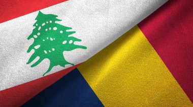 Lübnan ve Çad iki bayrak tekstil kumaş, kumaş doku 