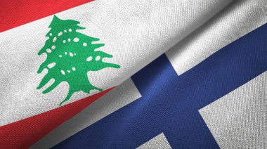 Lübnan ve Finlandiya iki bayrak tekstil kumaş, kumaş doku