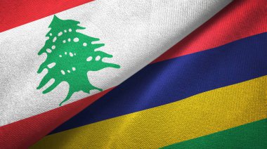 Lübnan ve Mauritius iki bayraklar tekstil kumaş, kumaş doku