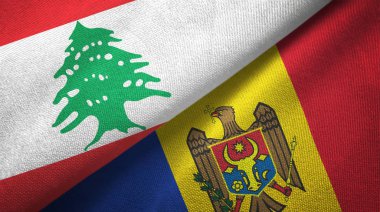 Lübnan ve Moldova iki bayrak tekstil kumaş, kumaş doku