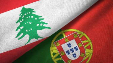 Lübnan ve Portekiz iki bayraktekstil kumaş, kumaş doku