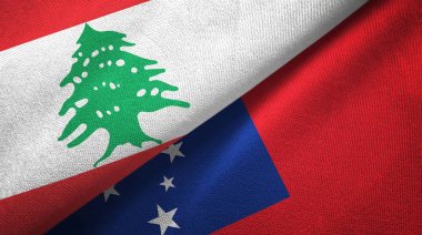 Lübnan ve Samoa iki bayrak tekstil kumaş, kumaş doku