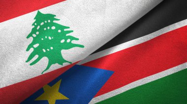 Lübnan ve Güney Sudan iki bayrak tekstil kumaş, kumaş doku