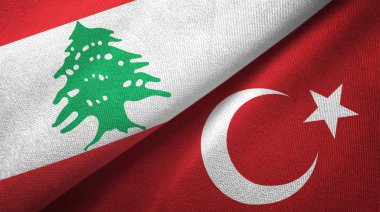 Lübnan ve Türkiye'de iki bayrak tekstil kumaş, kumaş doku