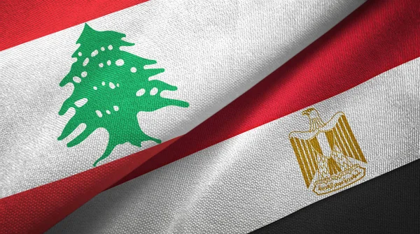 Lebanon and Egypt two flags textile cloth