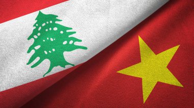 Lübnan ve Vietnam iki bayrak tekstil kumaş, kumaş doku