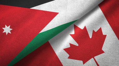 Ürdün ve Kanada iki bayraklar tekstil kumaş, kumaş doku 