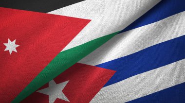 Ürdün ve Küba iki bayraklar tekstil kumaş, kumaş doku