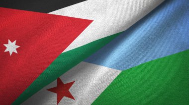 Ürdün ve Cibuti iki bayrak tekstil kumaş, kumaş doku