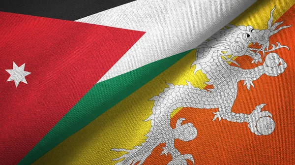 Jordan and Bhutan two flags textile cloth, fabric texture