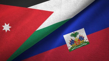 Ürdün ve Haiti iki bayraklar tekstil kumaş, kumaş doku