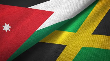 Ürdün ve Jamaika iki bayraklar tekstil kumaş, kumaş doku
