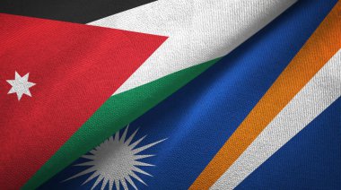 Ürdün ve Marshall Adaları iki bayraklar tekstil kumaş, kumaş doku