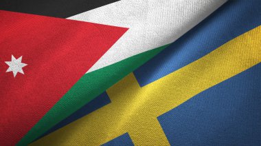 Ürdün ve İsveç iki bayraklar tekstil kumaş, kumaş doku