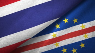 Tayland ve Cape Cabo Verde iki bayraklar tekstil kumaş, kumaş doku 