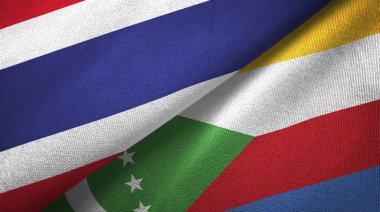 Tayland ve Komorlar iki bayrak tekstil kumaş, kumaş doku