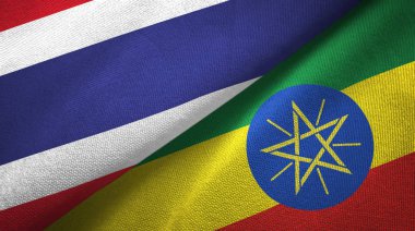 Tayland ve Etiyopya iki bayraklar tekstil kumaş, kumaş doku
