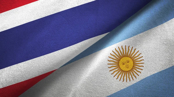 Thailand and Argentina two flags textile cloth, fabric texture