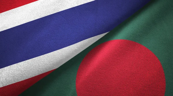 Thailand and Bangladesh two flags textile cloth, fabric texture