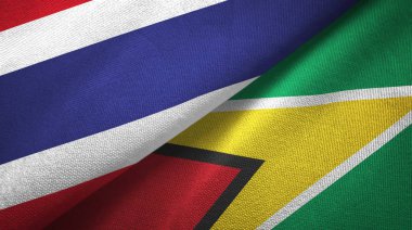 Tayland ve Guyana iki bayraklar tekstil kumaş, kumaş doku