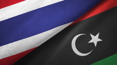 Tayland ve Libya iki bayraktekstil kumaş, kumaş doku