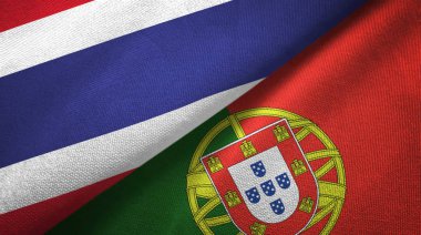 Tayland ve Portekiz iki bayraklar tekstil kumaş, kumaş doku