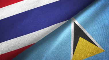Tayland ve Saint Lucia iki bayraklar tekstil kumaş, kumaş doku