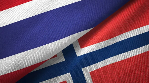Thailand and Norway two flags textile cloth, fabric texture