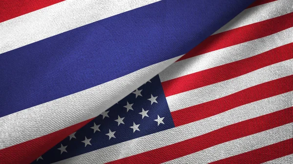 Thailandia e Stati Uniti due bandiere tessuto, tessitura tessuto — Foto Stock