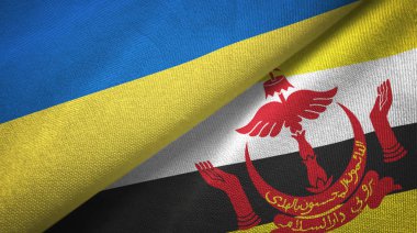Ukrayna ve Brunei iki bayrak tekstil bez