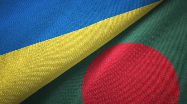 Ukrayna ve Bangladeş iki bayraklar tekstil kumaş, kumaş doku 