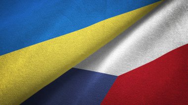 Ukrayna ve Çek Cumhuriyeti iki bayraktekstil kumaş, kumaş doku