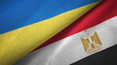 Ukrayna ve Mısır iki bayrak tekstil bezi