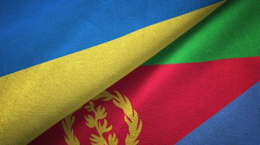 Ukrayna ve Eritre iki bayraktekstil kumaş, kumaş doku