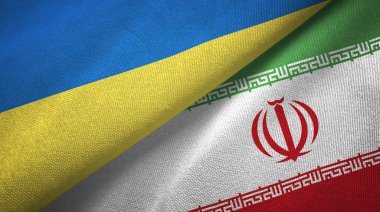 Ukrayna ve İran iki bayraktekstil kumaş, kumaş doku