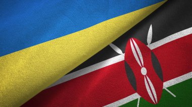 Ukrayna ve Kenya iki bayraklar tekstil kumaş, kumaş doku
