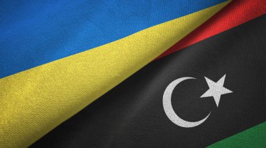 Ukrayna ve Libya iki bayraktekstil kumaş, kumaş doku