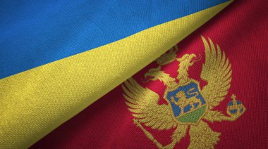 Ukrayna ve Karadağ iki bayraktekstil kumaş, kumaş doku