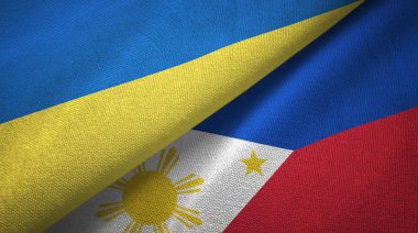 Ukrayna ve Filipinler iki bayraklar tekstil kumaş, kumaş doku