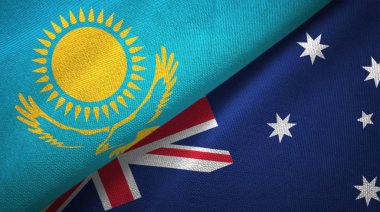 Kazakistan ve Avustralya iki bayraktekstil kumaş, kumaş doku 