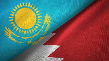 Kazakistan ve Bahreyn iki bayraklar tekstil kumaş, kumaş doku 