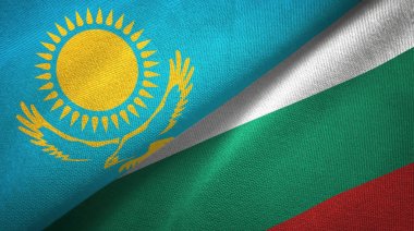 Kazakistan ve Bulgaristan iki bayraktekstil kumaş, kumaş doku 