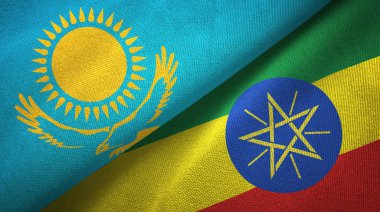 Kazakistan ve Etiyopya iki bayraktekstil kumaş, kumaş doku