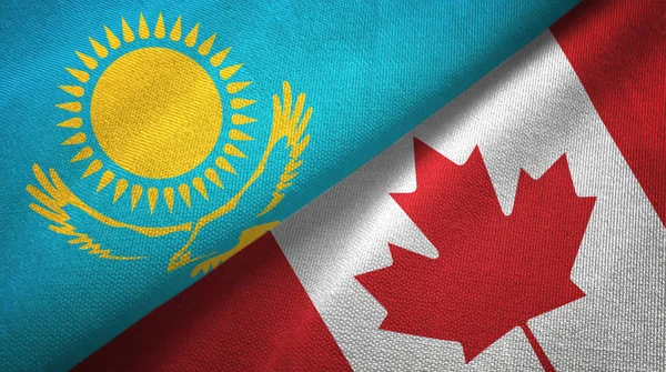 Kazakistan ve Kanada iki bayrak tekstil kumaş, kumaş doku 