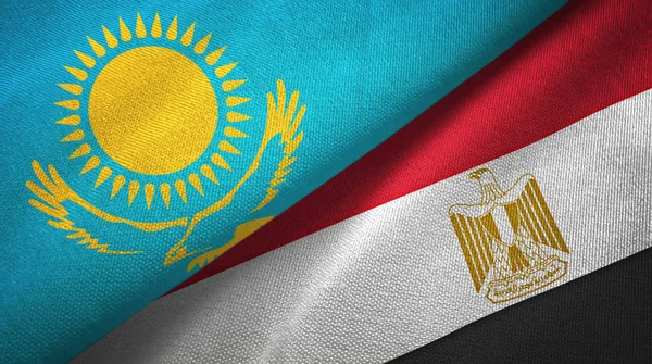 Kazakhstan and Egypt two flags textile cloth