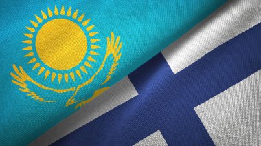 Kazakistan ve Finlandiya iki bayraktekstil kumaş, kumaş doku
