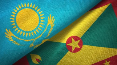 Kazakistan ve Grenada iki bayrak tekstil kumaş, kumaş doku