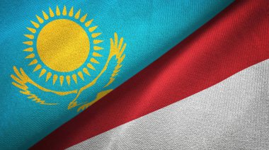 Kazakistan ve Endonezya iki bayraktekstil kumaş, kumaş doku
