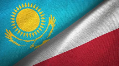 Kazakistan ve Polonya iki bayraklar tekstil kumaş, kumaş doku
